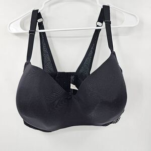 Cacique black bra 42DDD lace back strap thick band